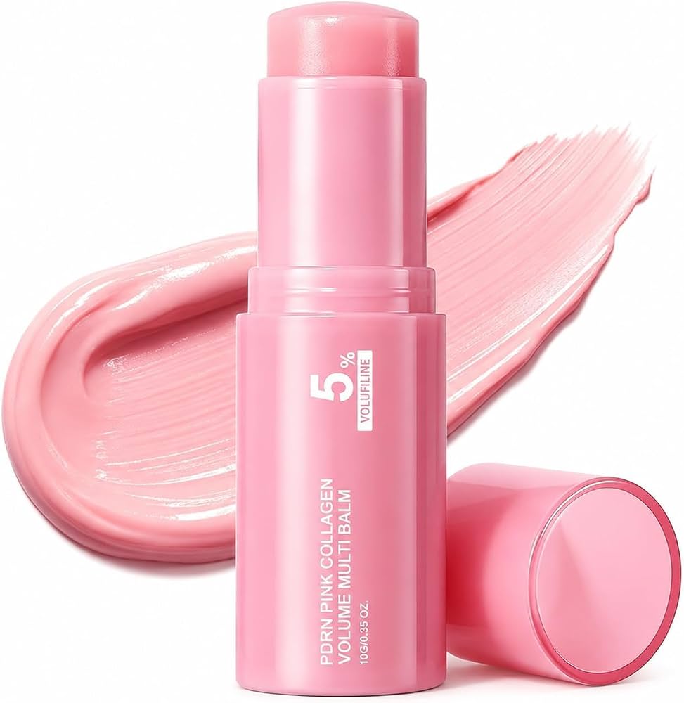 PDRN Pink Collagen Volume Multi Balm Stick - Face & Body Balm | Volufiline, PDRN, NAD, Collagen - Under-Eyes, Neck, Forehead, Smile Lines, Lips, Plumping & Radiance for Line Care, K-Beauty